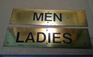 Vintage Brass Restroom Signs Mens / Ladies