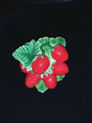 Vintage Lefton Wall Pocket With Strawberries 6839