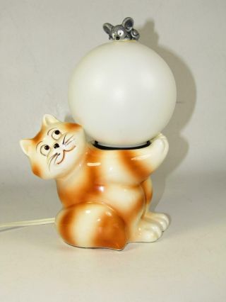Orange Tabby Cat Kitty Night Light Qq Quan - Quan Japan Circa 1980