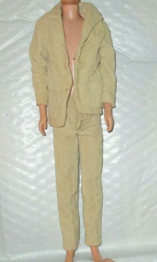 Vintage Barbie Ken Doll Fashion Pak Clothes Corduroy Suit Tan Pants & Jacket