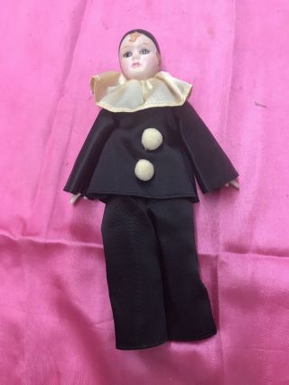 Porcelain Harlequin Doll - Jester /clown/pierrot 18 " Russ Berrie Vintage J84