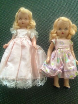 2 Vintage Usa Storybook Nancy Ann Dolls W/open & Close Eyes / Made In Usa 5 &6 "