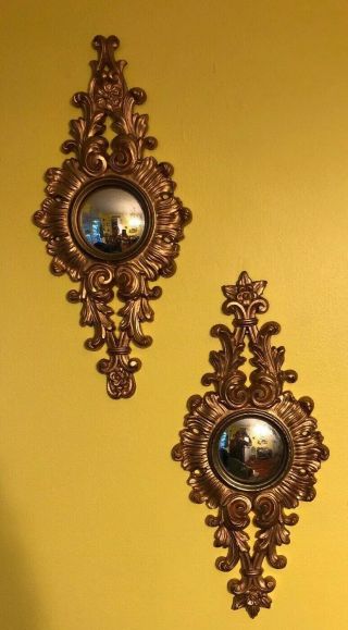 Authentic Turner Mfg.  Co Chicago Wall Accessory Gold Gilt Convex Mirrors 18.  5”
