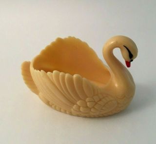 Vintage Antique - Ivory Color Hand Painted Swan 
