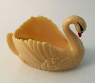 Vintage Antique - Ivory Color Hand Painted Swan ' s Head Plastic Soap Dish 4 