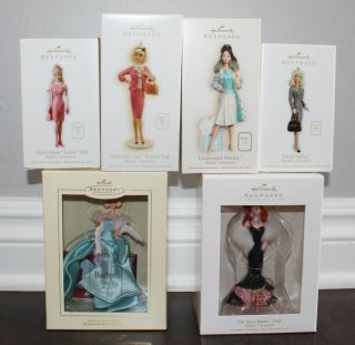 (6) Hallmark Keepsake Barbie Christmas Ornaments Fashion Model Siren Delphine