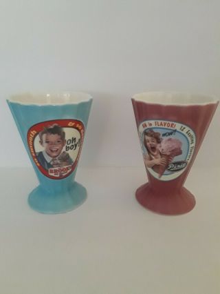 Vintage Villeroy And Boch 1748 Luxemburg Dessert Ice Cream Cups Pink Blue (b6)
