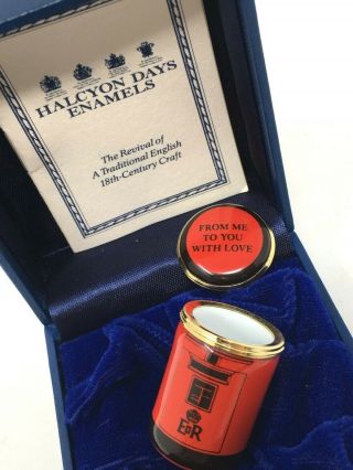 HALCYON DAYS ENAMELS Miniature Red E R Lidded Box FROM ME TO YOU WITH LOVE 4
