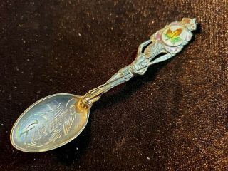 Victorian Sterling Silver Souvenir Spoon American Indian Toronto Canada Enamel
