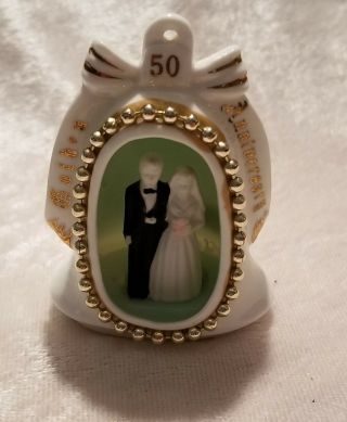 Vintage 50th Wedding Anniversary Bone China Bride Groom Ornament