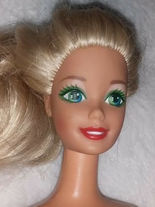 Vintage 1966 Twist And Turn Blonde Barbie Doll By Mattel (1976 Head) Green Eyes