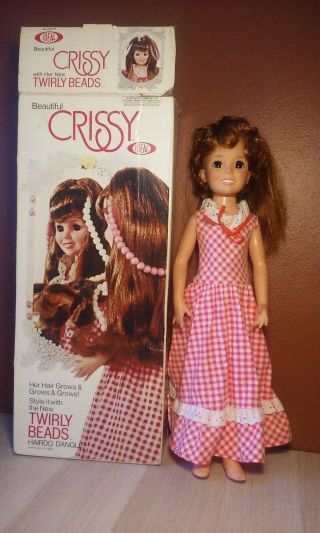 Ideal Vtg Crissy Twirly Beads 1974 Doll Orig Pink W/box