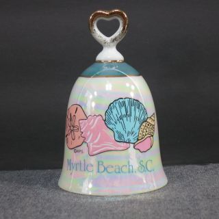 Vtg Myrtle Beach Bell South Carolina Souvenir Luster Ware Iridescent Seashells