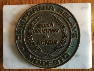 California Relays/modesto - World Champions In Action Desk/paper Weight On Marble