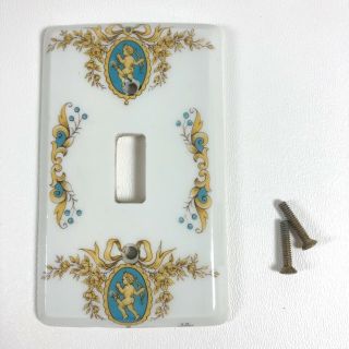Vintage Limoges Porcelain China Light Switch Plate Cover Traditional Cupid Bows