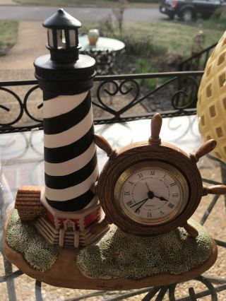 Geo Z.  Lefton Porcelain Cape Hatteras Lighthouse W/ship’s Wheel Clock 