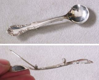 Sterling Silver Spoon Brooch,  Vintage/antique Salt Cellar Type,  3 ",  3gr