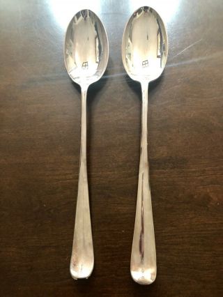 2 Leonard Fiddle Giant Very Large Serving Spoon 13 " Long Silverplate Italy