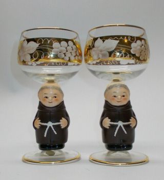 Goebel Friar Tuck Wine Glasses 5.  5 " Set Of 2 A228 Mw
