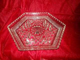 Vintage Heavy Glass Small Six Sided Serving Dish With Feet 1685