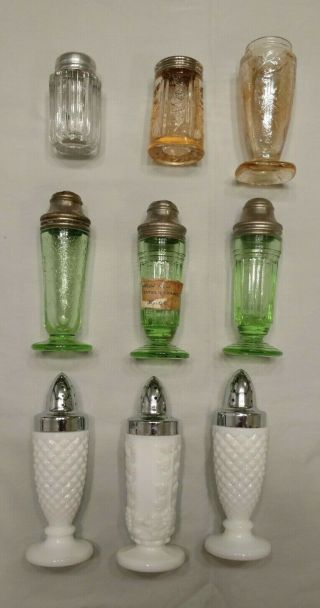 Collectable Salt And Pepper Shakers 9 In Total.  Century,  And Milk Glass.