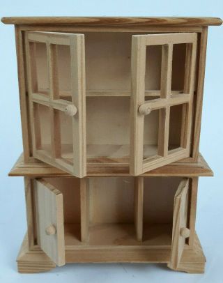Ehi Miniature Dollhouse Furniture Natural Unfinished Wood Hutch