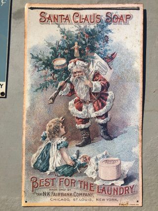 Santa Claus Soap Vintage Metal Advertising Sign Fairbanks AAA Sign Co Ohio 2