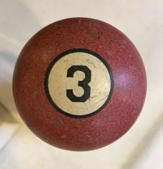 Clay Pool Ball Vintage/antique 3 Red Solid