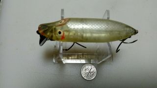 HEDDON,  ' RIVER RUNT SPOOK,  FLOATER ',  SILVER SCALE BOTTOM AND TOP,  CLEAR BODY 2