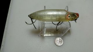 HEDDON,  ' RIVER RUNT SPOOK,  FLOATER ',  SILVER SCALE BOTTOM AND TOP,  CLEAR BODY 4
