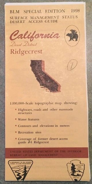 Usgs Blm Edition Topographic Map California Ridgecrest Desert Dist