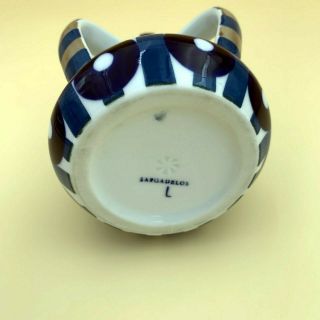 SARGADELOS Small Bud Vase Spanish Porcelain Blue Ochre Teal on White 4 HANDLE 5