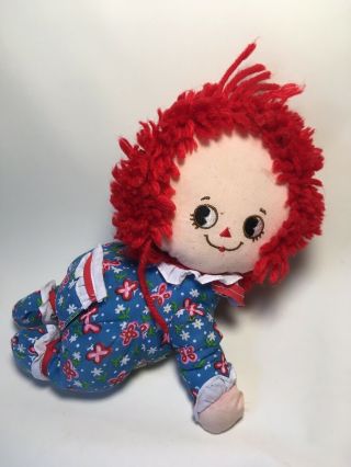 Vintage Baby Raggedy Ann Crawling Plush Baby Doll Applause Toy