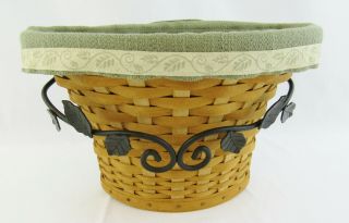 Longaberger At Home Garden Wall Vase Basket With Liner,  Protector & Wrought Iron