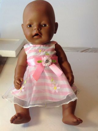 Vintage 2003 Authentic Zapf Creations Brown Skin Baby Born Doll,  Bear,  More Euc