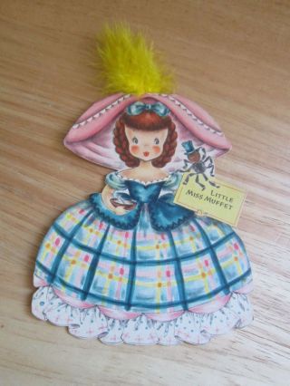 1947 Hallmark Paper Doll Card Land Of Make Believe Little Miss Muffet