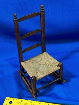 Miniature Doll House Furniture Rocking Chair Rocker Hickory - Antique - Style Vtg