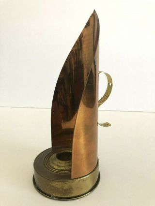 Vintage Chase Copper & Brass Candle Holder With Reflector And Handle 8 " Tall