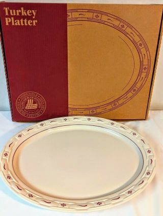 Longaberger Pottery Woven Traditions Turkey Platter Red Usa Made 19 " X 15 1/4 "
