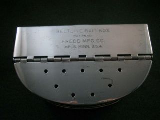 Vintage Old Beltline Fly Fishing Bait Box With Belt Clips Cricket Box/bait Fredd