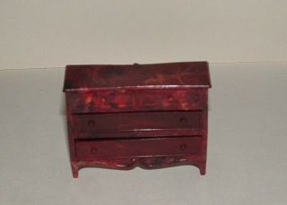 Vintage Miniature Plastic Dollhouse Furniture Dresser With 2 Drawers That Open