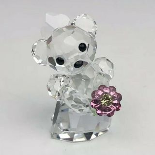 Swarovski 842936 You And I Bear Figurine (bride Only) Clear Crystal Pink Flower
