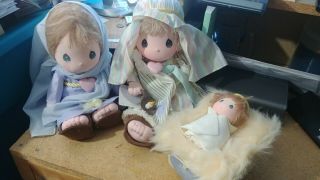 Precious Moments 12  Silent Night " Mary,  Joseph,  Baby Jesus Dolls 1986