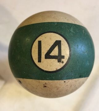 Clay Pool Ball Vintage/antique 14 Green Stripe