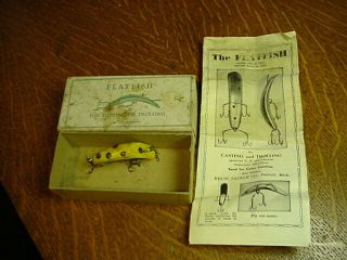 Vintage Helin Flatfish Fishing Lure - 1940s - W/box & Paperwork
