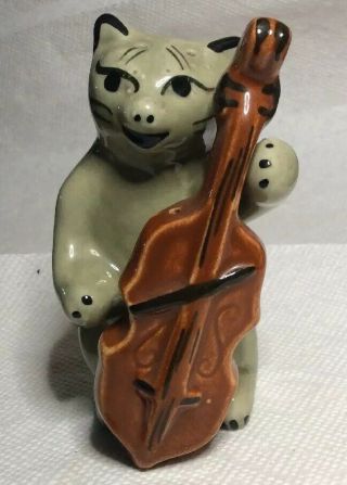 Vintage Musician Anthropomorphic Kitty Cat Ceramic Salt & Pepper Shakers