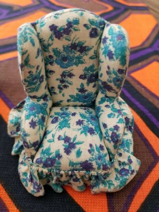Vintage Miniature Dollhouse Chair 1960s 70s dollhouse furniture wingback chair 4