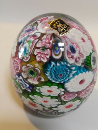 Vintage Golden Crown E&r Italy Murano Paperweight,  Floral,  3.  25 " × 2 ".