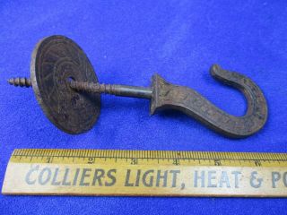 Antique Heavy Duty Cast Decorative Iron Hook with Back Plate (A9) 2