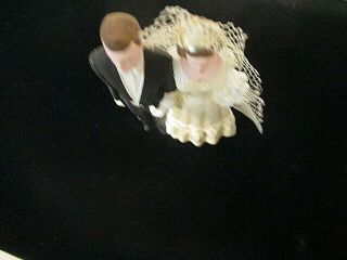 Vintage 1949 MARBLELIKE Novelty CO Bride and Groom Wedding Cake FIGURINES 3